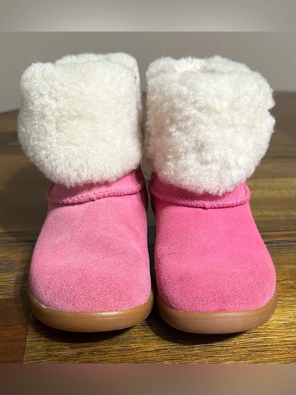 Pink Suede Faux Fur Girls UGG Size 10